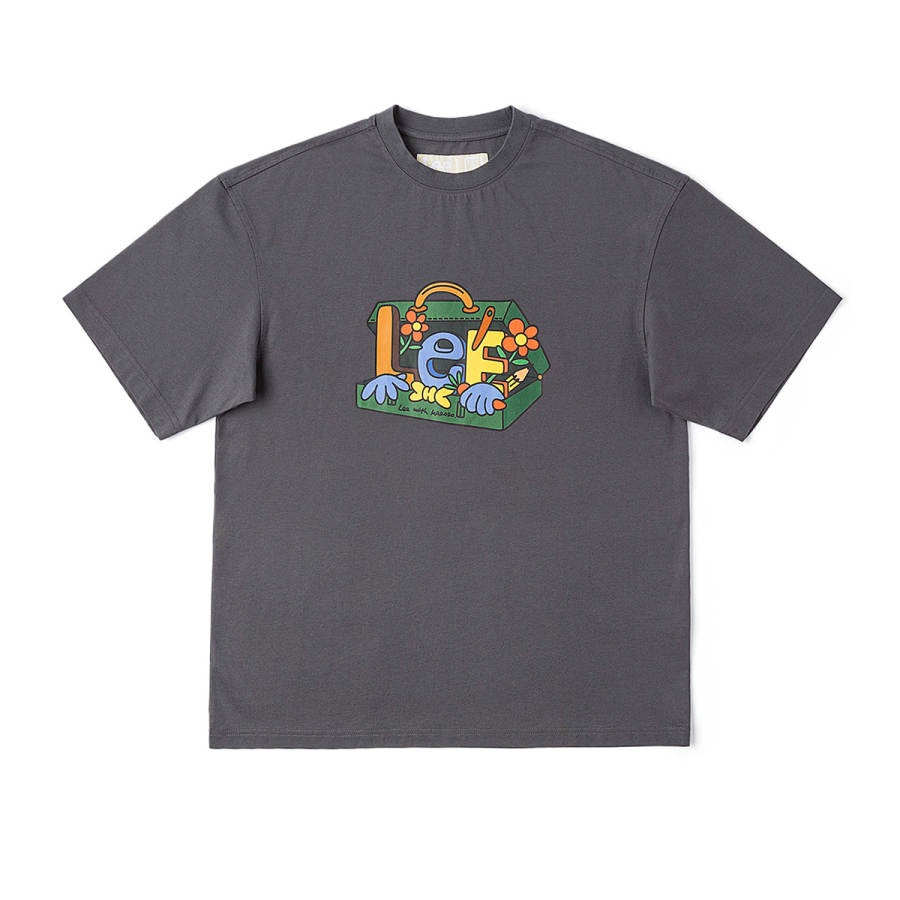Lee X Melting Sadness T Shirts Unisex Iron Gray Crew Neck Moderate Straight Fit