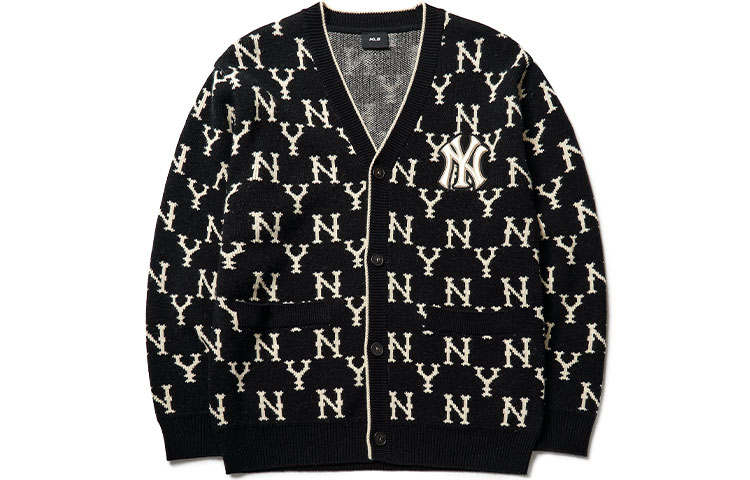 MLB New York Yankees Sweaters Unisex Black V Neck Moderate Cardigan