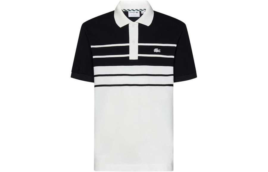 LACOSTE LACOSTE Logo patch Striped Polo Shirt