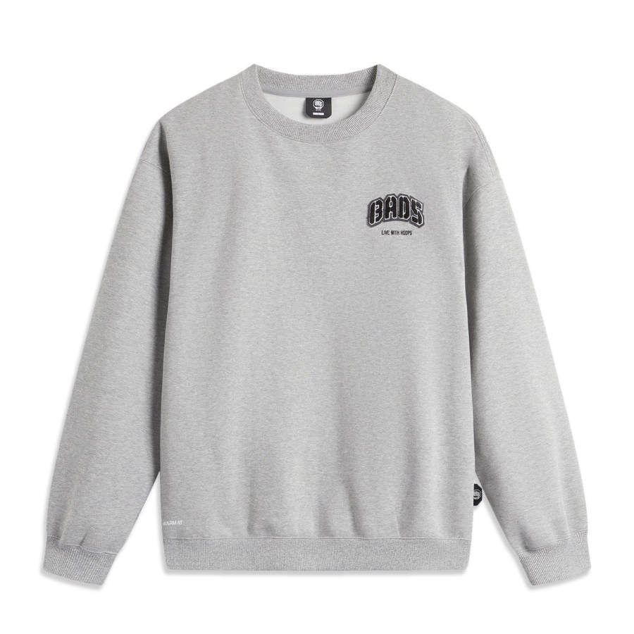 Li-Ning Li Ning BADFIVE Anti Five Basketball Collection, Letter Crew Neck Pullover Thermal Fleece Lined Sports Long Sleeved