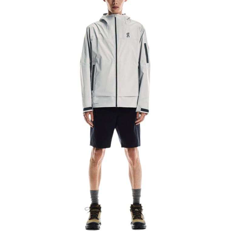 On On Trek Jackets Men's Silver Hooded Non Detachable Moderate