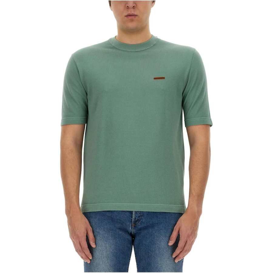 Ermenegildo Zegna Zegna Logo Detailed Crewneck T Shirt