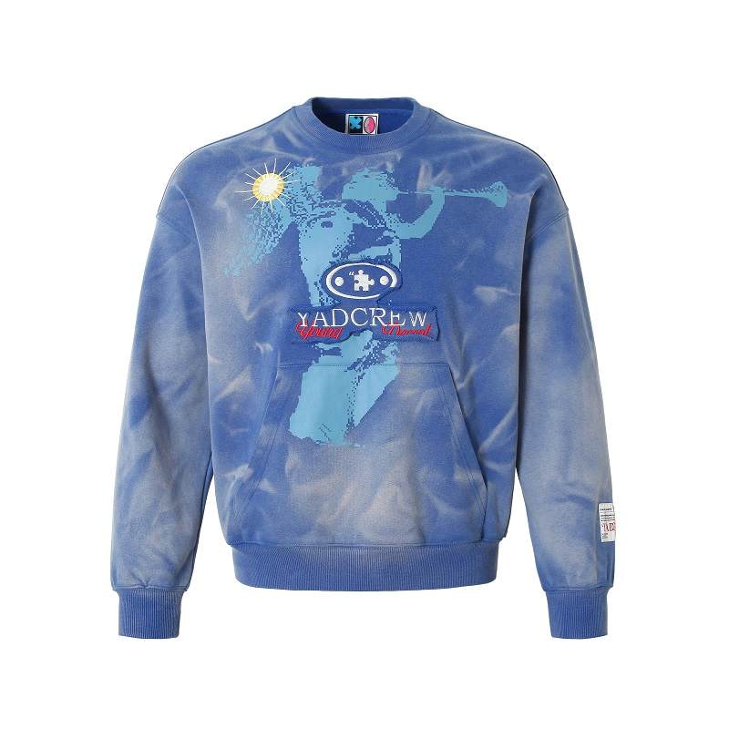YADcrew Sweatshirts Unisex Blue Crew Neck Moderate Other