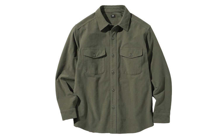 UNIQLO Shirts Men's Olive Pointed Collar Moderate Other