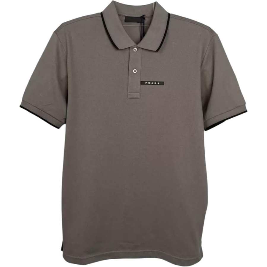 PRADA Polo Shirts Men's Umber Polo Collar Moderate Straight Fit