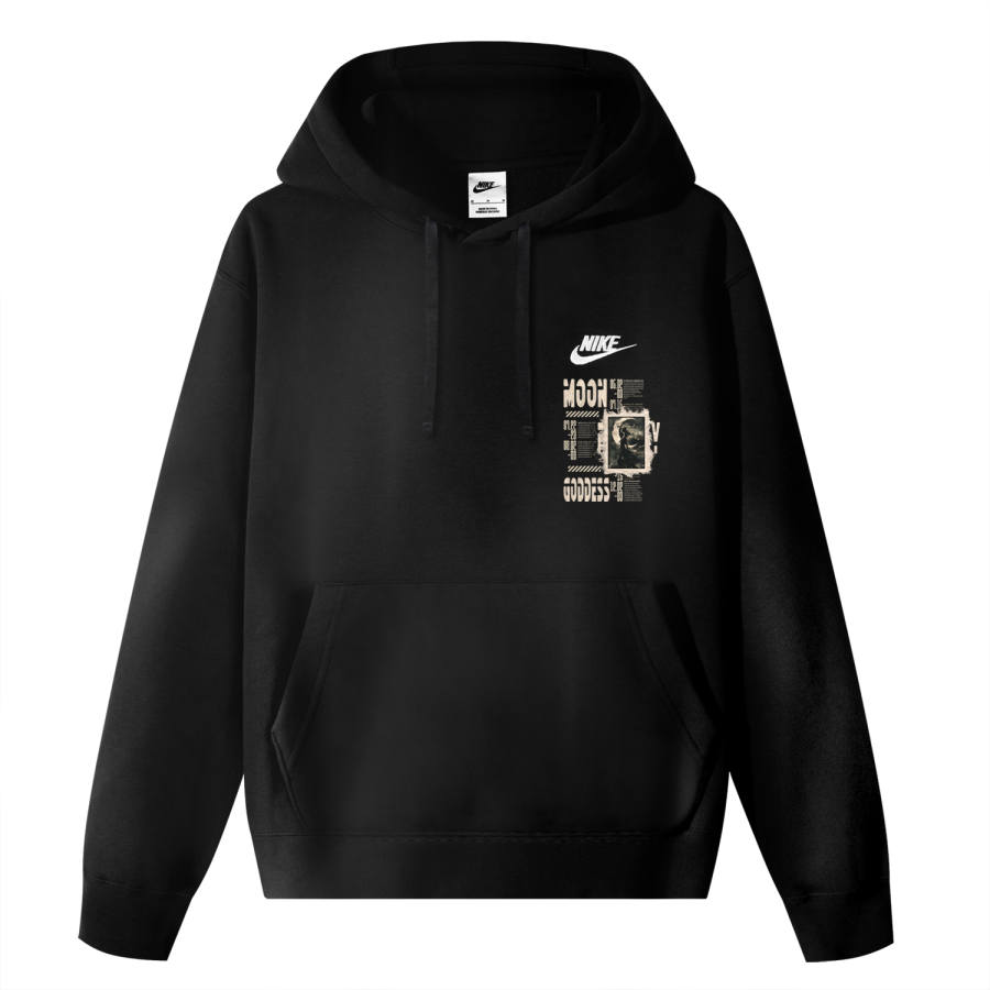 Nike Nike Sportswear Club Fleece Lined Moon Goddess Brushed Thermal Pullover Hooded Sports Sweatshirt Unisex Black
