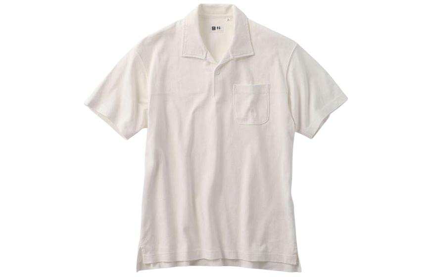 UNIQLO Polo Shirts Men's White Lapel Moderate Straight Fit