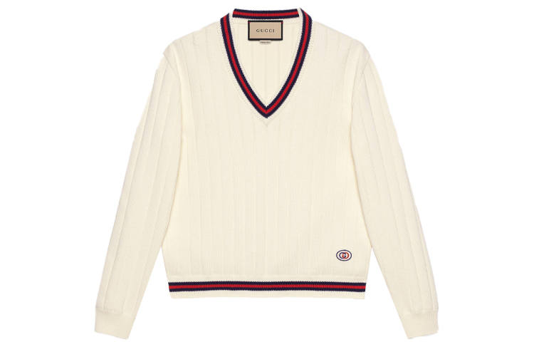 GUCCI GUCCI Sweaters Men's Beige V Neck Moderate