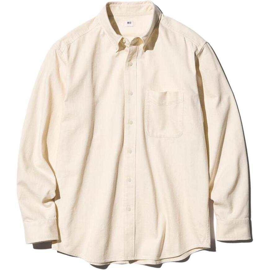 UNIQLO Shirts Men's Ivory Lapel Moderate Denim