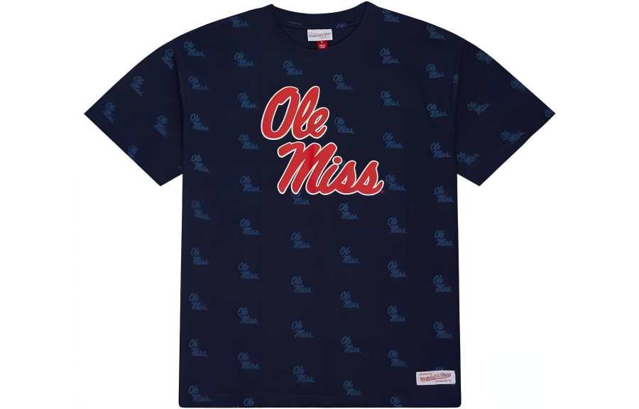 Mitchell Ness T Shirts Men's Dark Blue Crew Neck Moderate Straight Fit