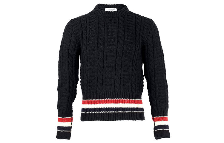 THOM BROWNE THOM BROWNE Sweaters Men's Black Crew Neck Moderate Other