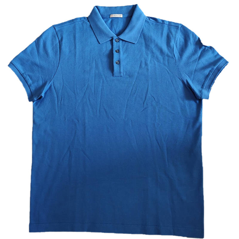Moncler Polo Shirts Men's Blue Polo Collar Moderate Straight Fit