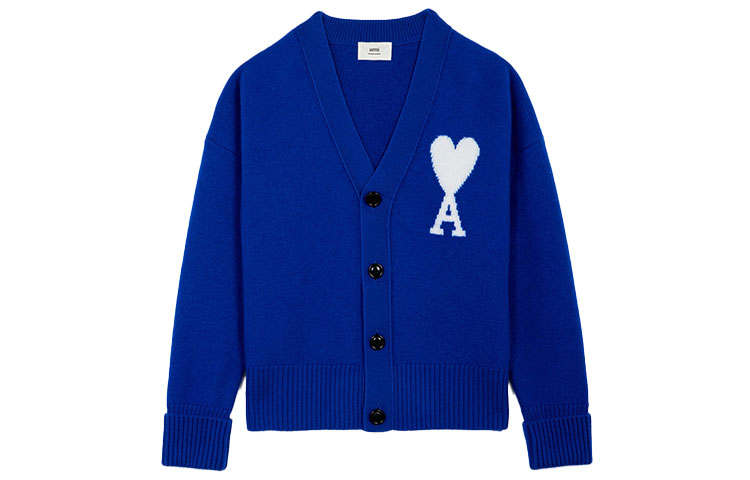 AMIPARIS Sweaters Men's Blue V Neck Moderate Cardigan
