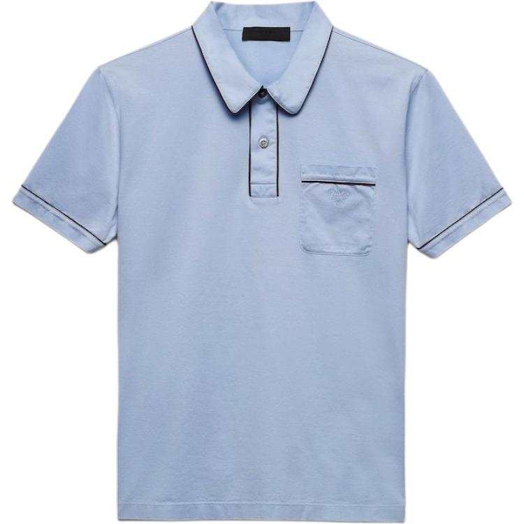 PRADA PRADA Polo Shirts Men's Blue Polo Collar Moderate