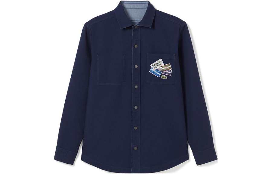 LACOSTE LACOSTE Shirts Men's Navy Blue Moderate Shirt