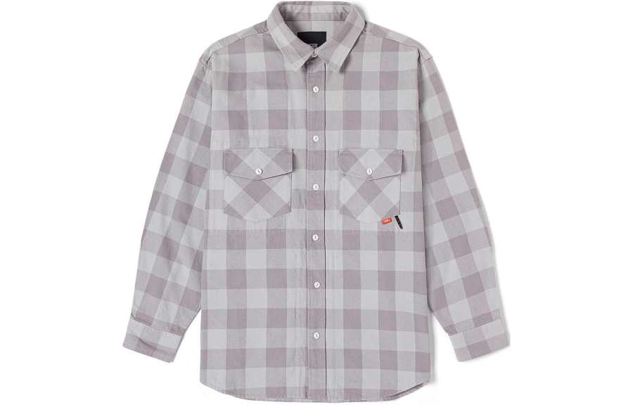 Vans Shirts Unisex Gray Plaid Pointed Collar Moderate Shirt