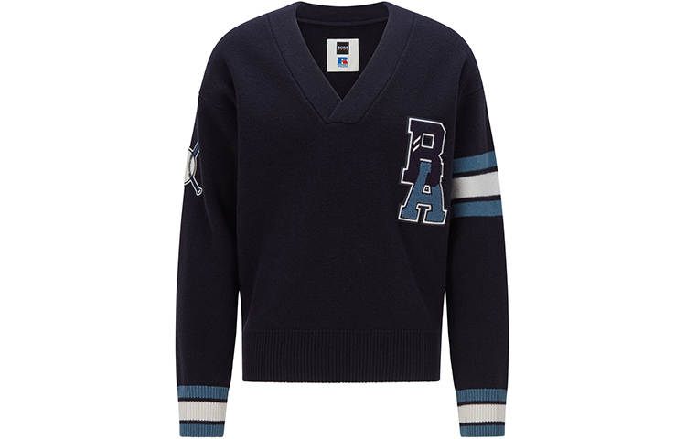 HUGO BOSS 【Previous Season】varsity-stripe knitted cardigan
