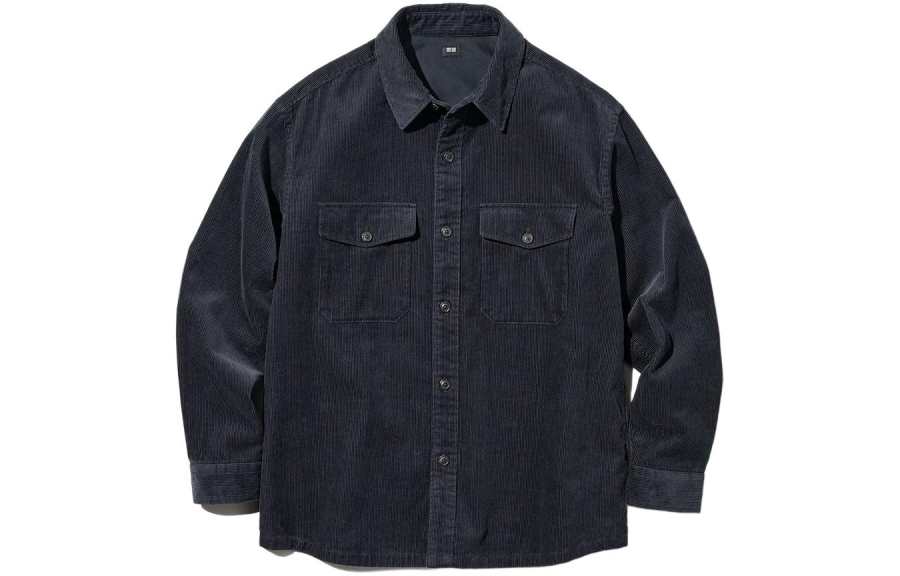 UNIQLO Shirts Unisex Dark Gray 08 Pointed Collar Moderate Workwear
