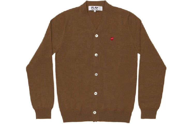 CDG Play Sweaters Men's Brown V Neck Moderate