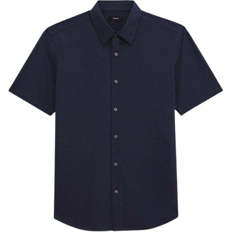 THEORY Shirts Men's Navy Blue Pointed Collar Moderate Other