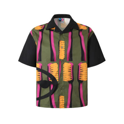 YADcrew Shirts Unisex Black Lapel Moderate Hawaii