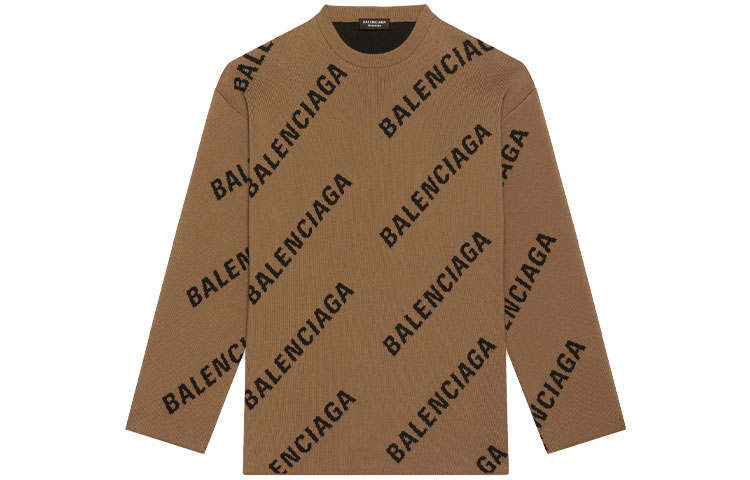 Balenciaga Logo Intarsia Oversized Crewneck Sweater