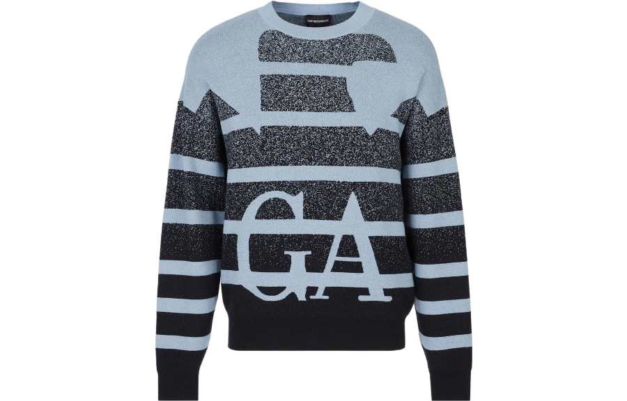 EMPORIO ARMANI Sweaters Men's Light Blue Crew Neck Moderate