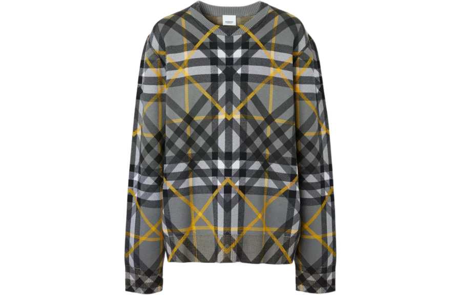 Burberry Men Layered Check Cotton Jacquard Jumper