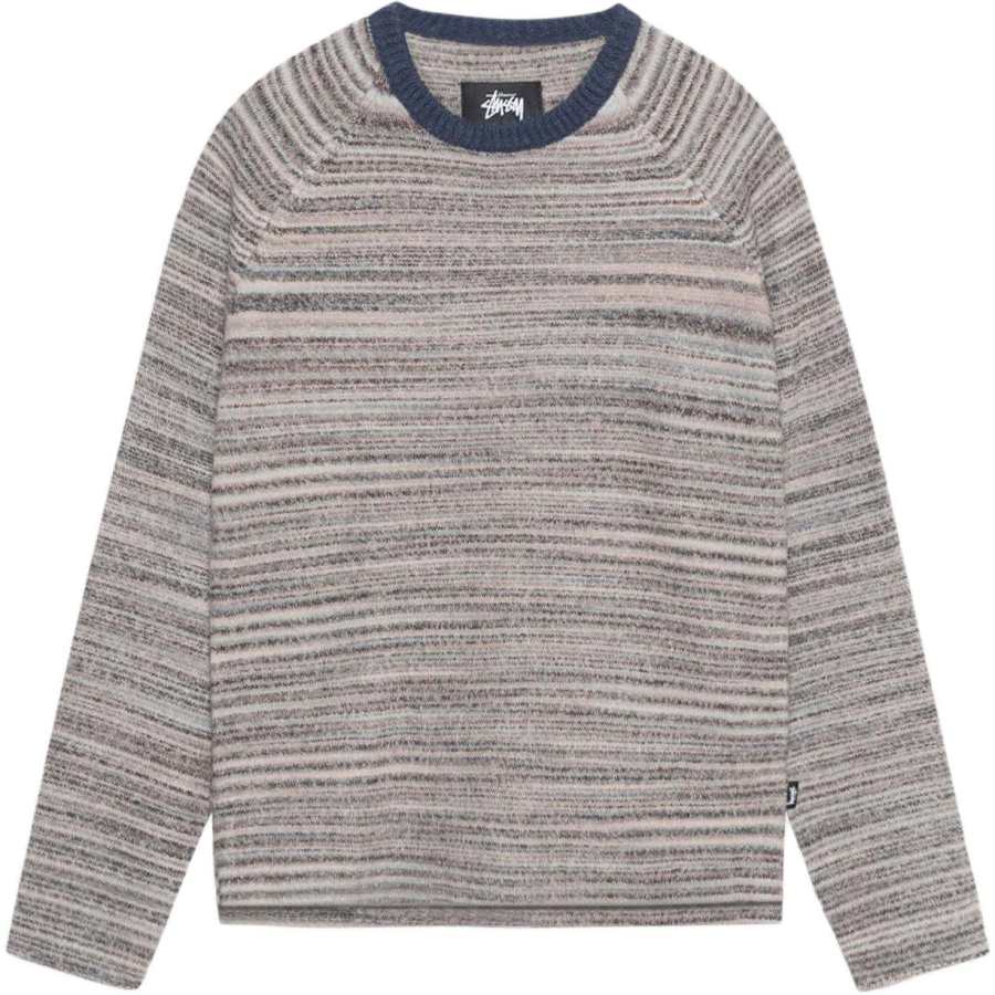 Stussy Textured Knit Contrast Collar Crew