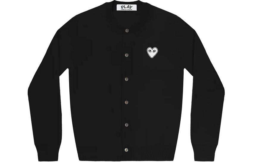 CDG Play Comme Des Garcons Play Women's White Heart Knit Cardigan Sweater