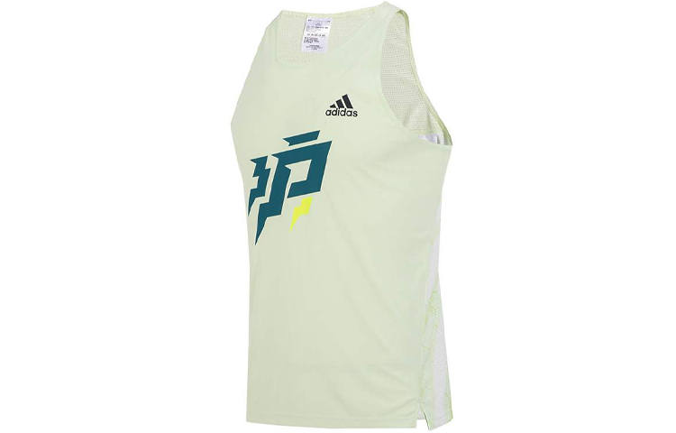 Adidas Adidas Tank Tops Men's Green Crew Neck Moderate Straight Fit