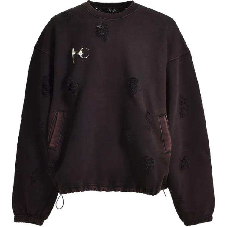 THUG CLUB FW24 DAMAGE CREWNECK Sweatshirt Men's Black