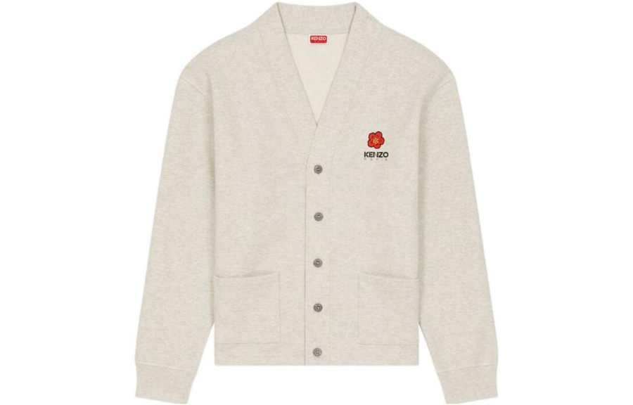 KENZO Boke Flower Series Sweaters Men's Light Gray V Neck Moderate