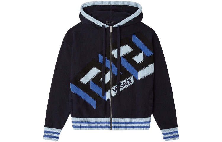 VERSACE VERSACE Sweaters Men's Blue Hooded Moderate Other