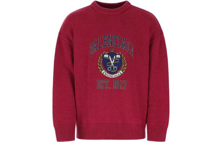 Balenciaga Sweaters Men's Red Crew Neck Moderate Other