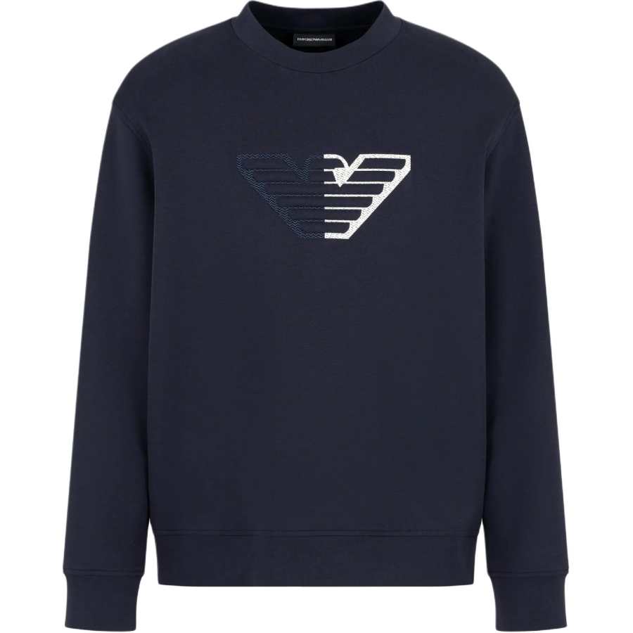EMPORIO ARMANI Double jersey Sweatshirt With Embossed Oversized Eagle On A Chevron Background