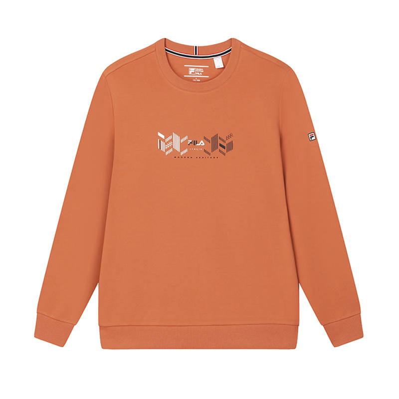 FILA Sweatshirts Men's Dark Fallen Leaves Brown Crew Neck Moderate Regular