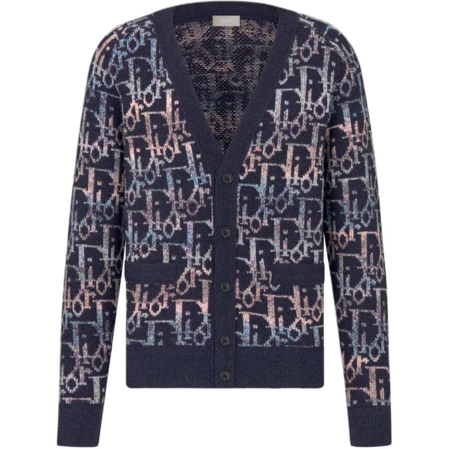 DIOR DIOR Sweaters Men's Blue V Neck Moderate