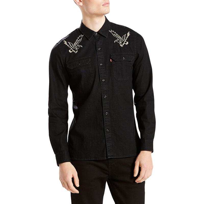 Levis Levis Shirts Men's Black Lapel Moderate Other