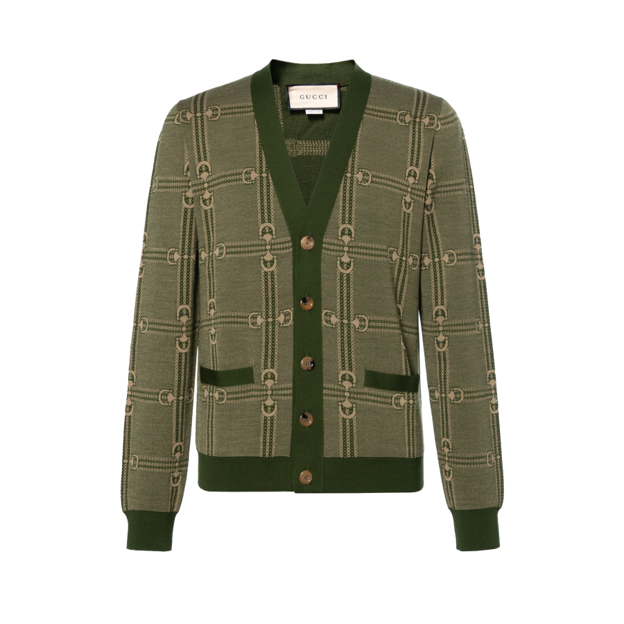 GUCCI Sweaters Men's Green V Neck Moderate Other