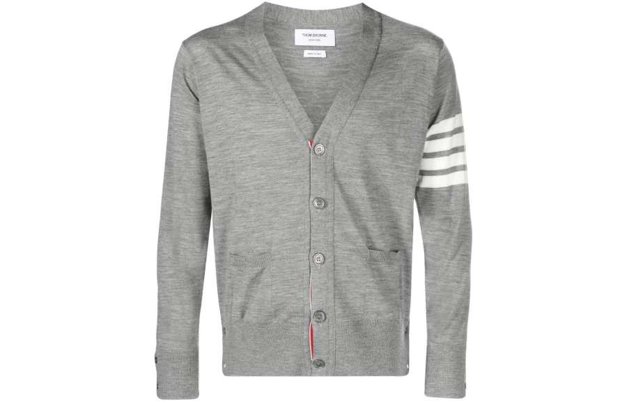 THOM BROWNE THOM BROWNE 4 Bar V Neck Knitted Cardigan