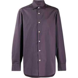 KITON Striped Curved Hem Shirt