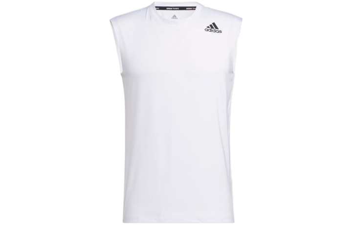 Adidas Adidas Tank Tops Men's White Crew Neck Moderate Straight Fit