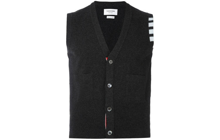 THOM BROWNE Tank Tops Men's Dark Gray V Neck Moderate Straight Fit