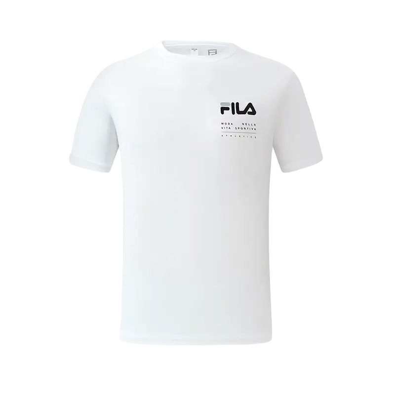 FILA T Shirts Men's Jade White Crew Neck Moderate