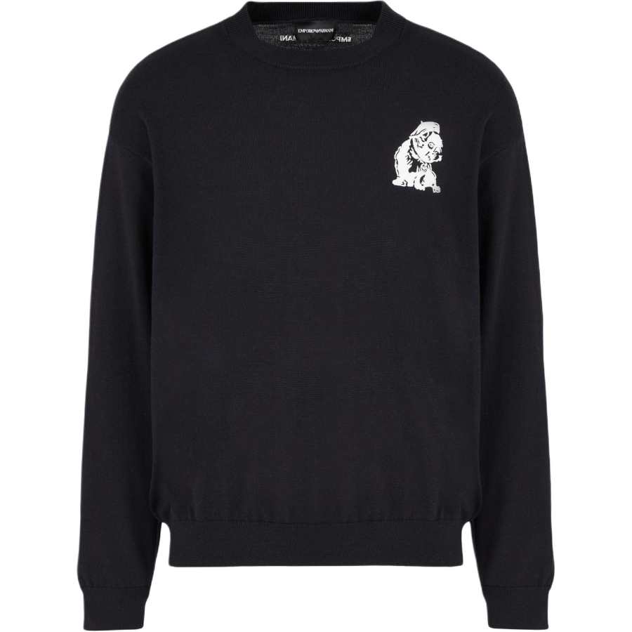 Emporio Armani French Bulldog-embroidered sweater