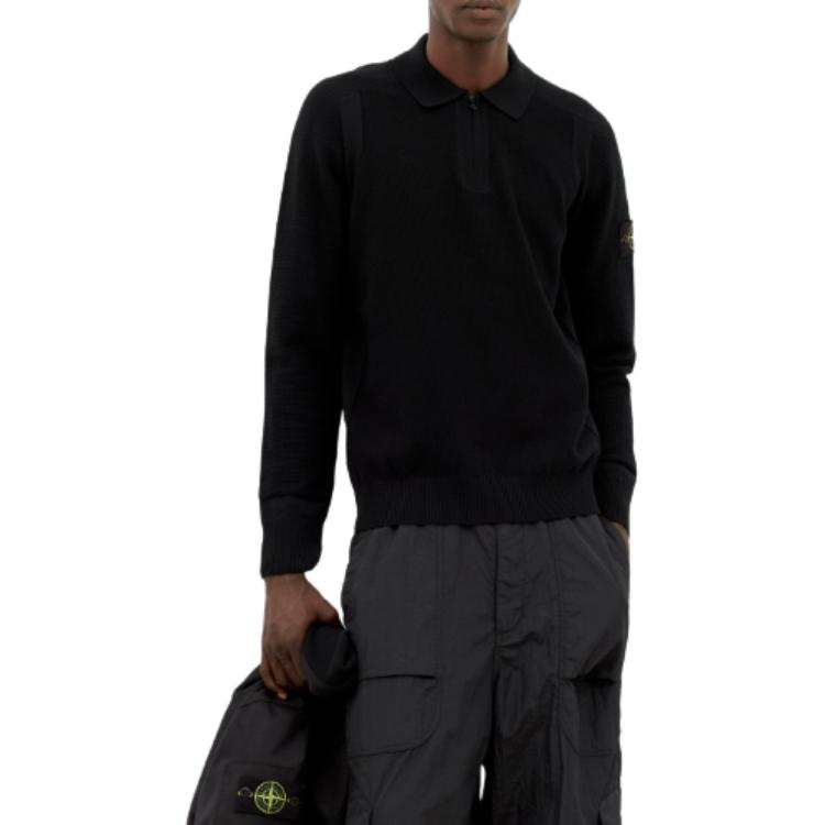 STONE ISLAND Compass Badge Knitted Polo Shirt