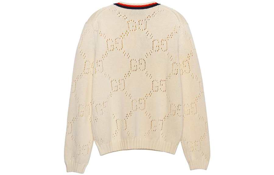 GUCCI Sweaters Men's Ecru Crew Neck Moderate Other