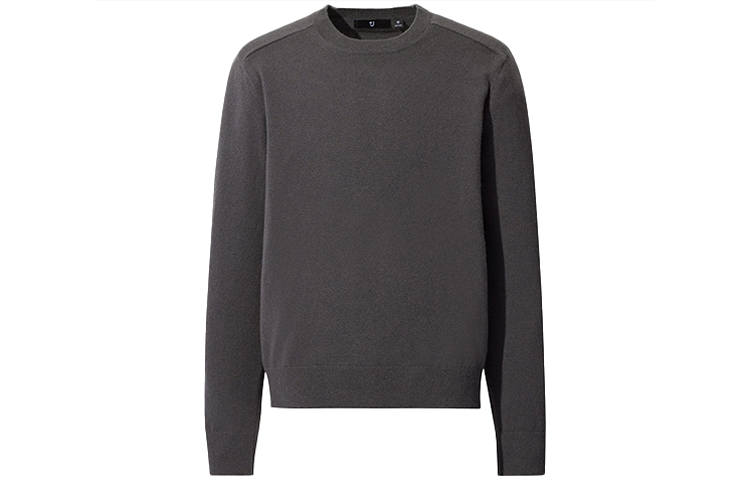 UNIQLO Knitwear Men's Lead Gray Crew Neck Moderate
