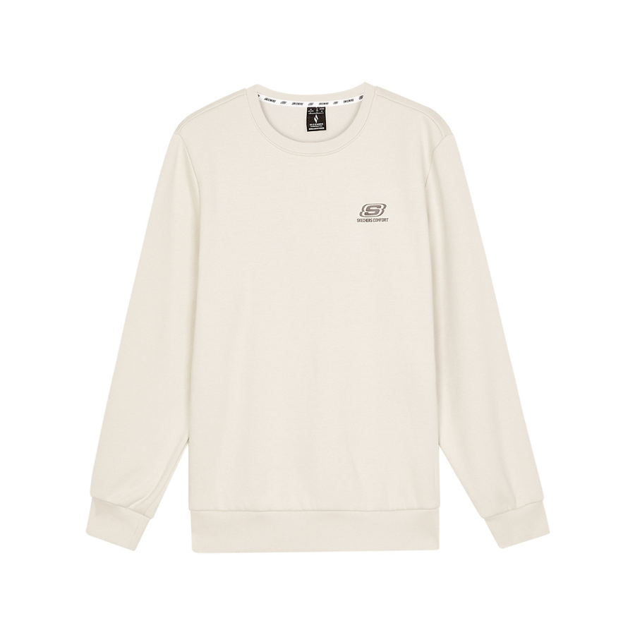 Skechers Skin Friendly Soft Crew Neck Sports Long Sleeved Thickened And Fleece Lined Sweatshirt Unisex Light Brown